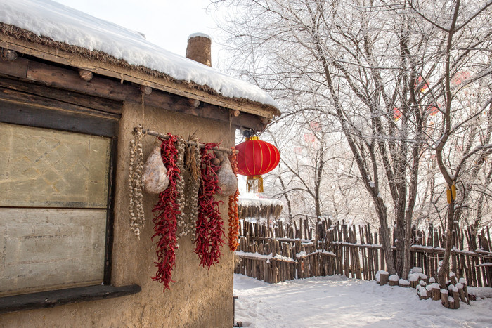 雪屋雪乡屋子一角雾凇冬季人家图片