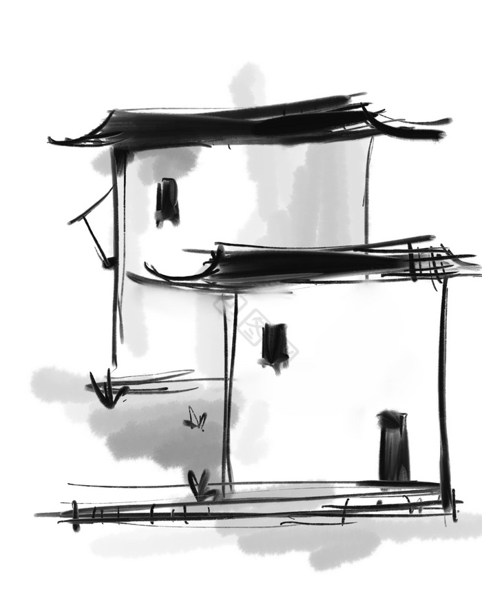 水墨江南房屋古建筑png下载-包图网
