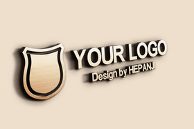 暖色调木纹字木头logo标志