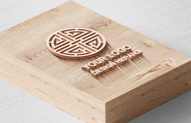 木纹木头木盒子字雕刻激凸字标志