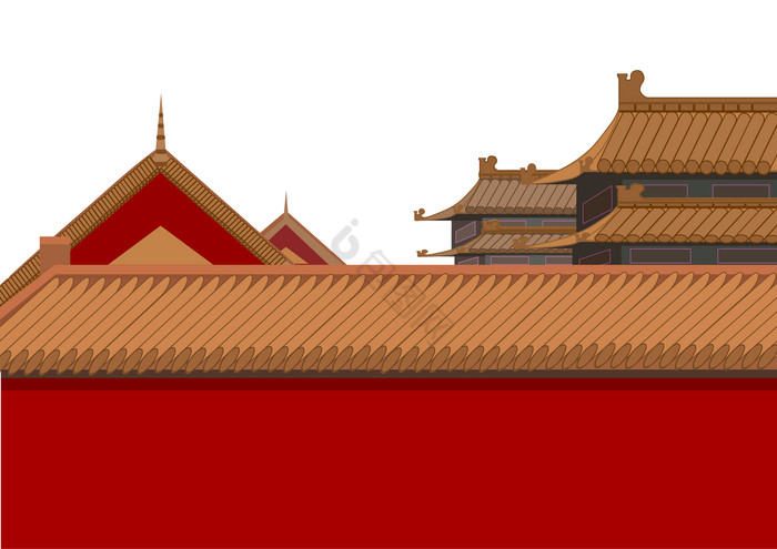 经典故宫围墙屋檐png下载-包图网