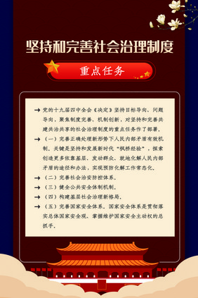 大气坚持和完善社会治理制度党建展板