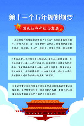 大气第十三个五年规划纲要党建展板