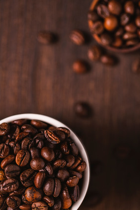 平面构图咖啡豆咖啡杯