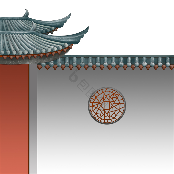 中式房屋建筑屋檐png下载-包图网