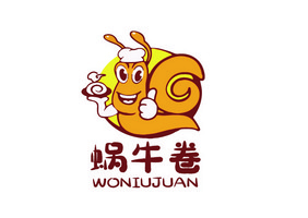 黄色蜗牛卷面食logo标志