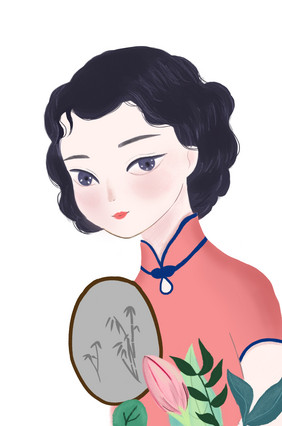 女生节古装人物插画