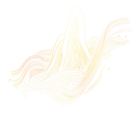 金色山水纹手绘插画