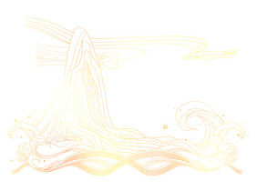 金色山水线纹插画
