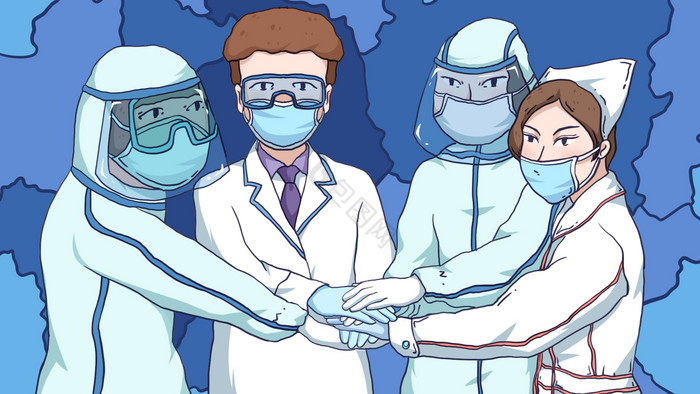 中国加油防疫抗新冠状病毒插画图片