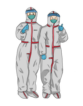 防护服防护医护人员医生防护服插画穿防护服医护人员冠状病毒疫情穿