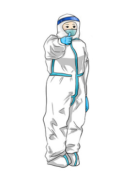 医生防护服插画穿防护服医护人员冠状病毒疫情穿防护服医护人员穿防护