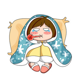 发热人物坐着测体温图片