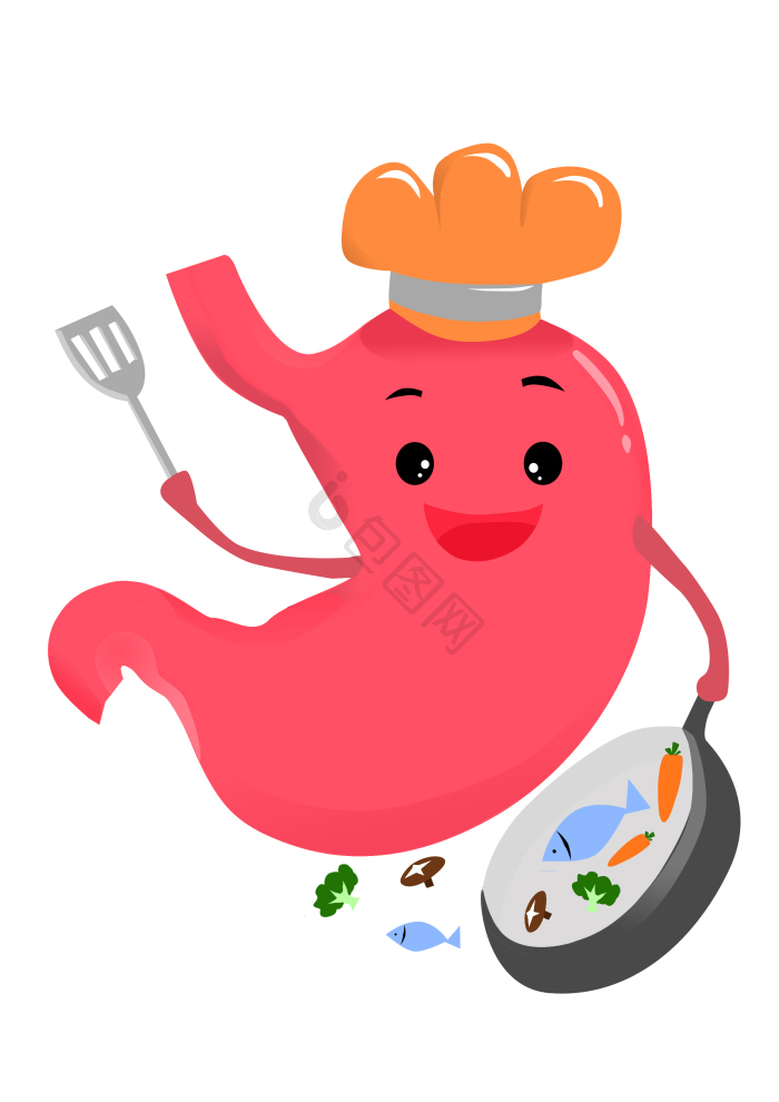 养胃护胃拟人插画png下载-包图网