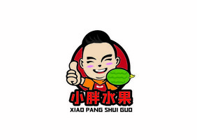 矢量红色人物水果商店标志logo