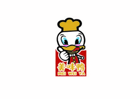 矢量卡通鸭子造型美食logo标志