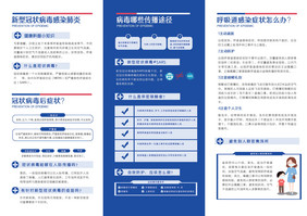 蓝色新型冠状病毒肺炎预防知识三折页