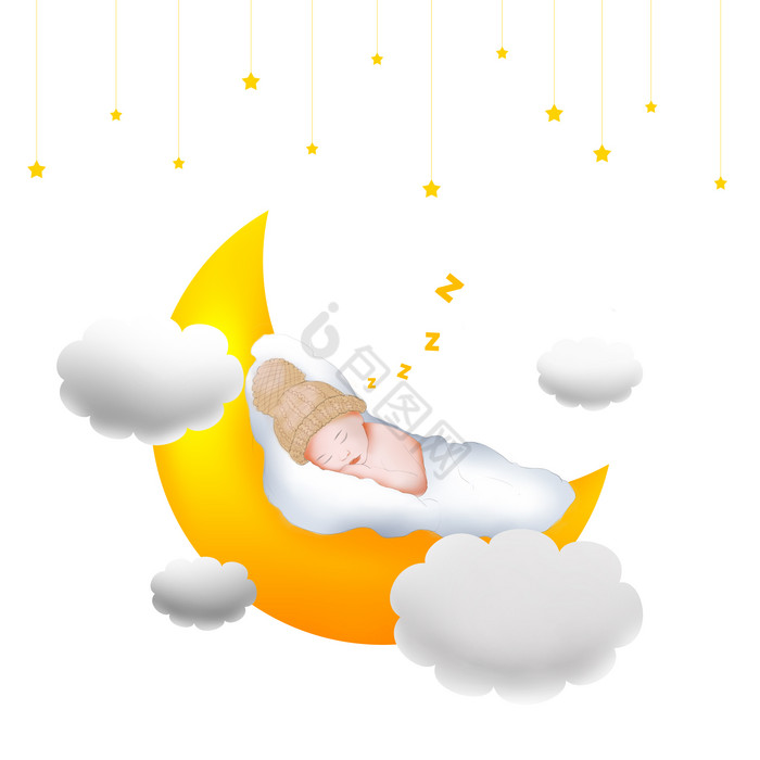 睡眠晚安睡觉宝宝png下载-包图网