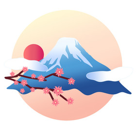 富士山的樱花漫画图片