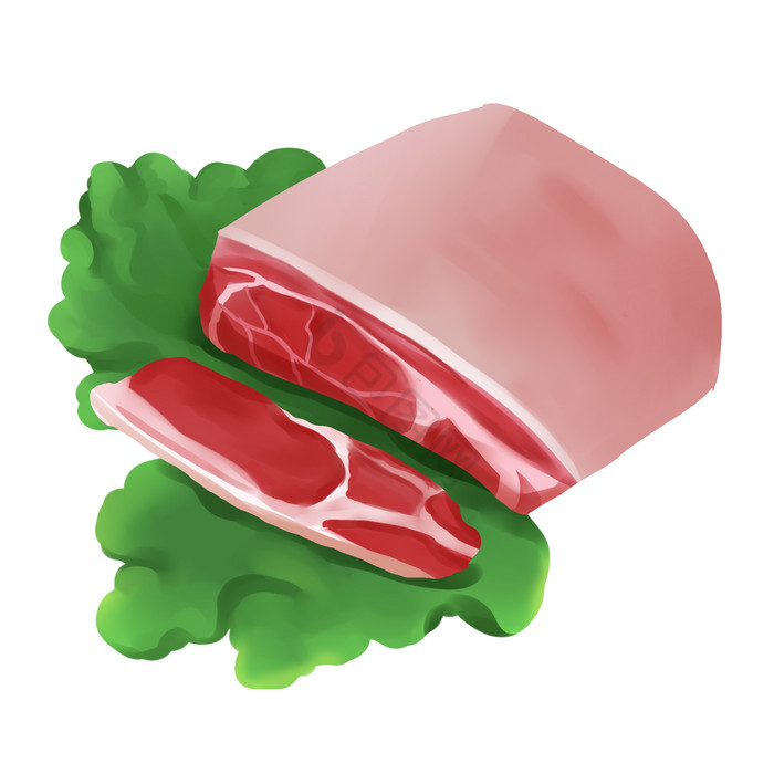 写实生鲜猪肉插画图片