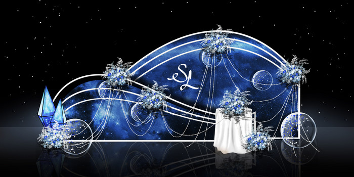 蓝白璀璨星空婚礼效果图图片