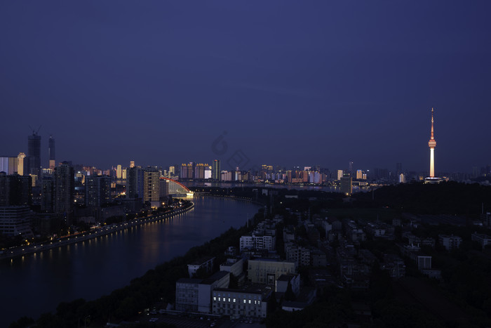 武汉城市灯光秀摄影图片