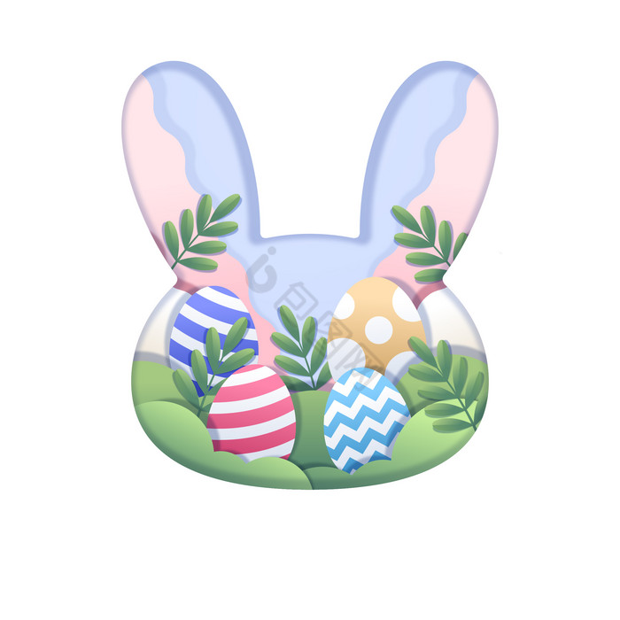 复活节七彩孵蛋兔子图片