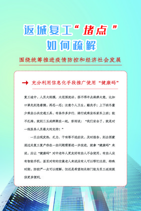 简洁返城复工堵点如何疏解四件套展板