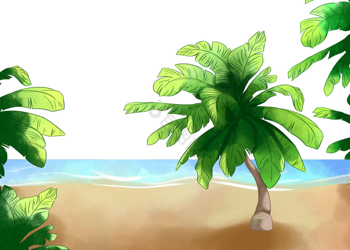 沙滩椰子树大海图片