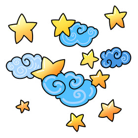 金光闪闪星星云朵图片