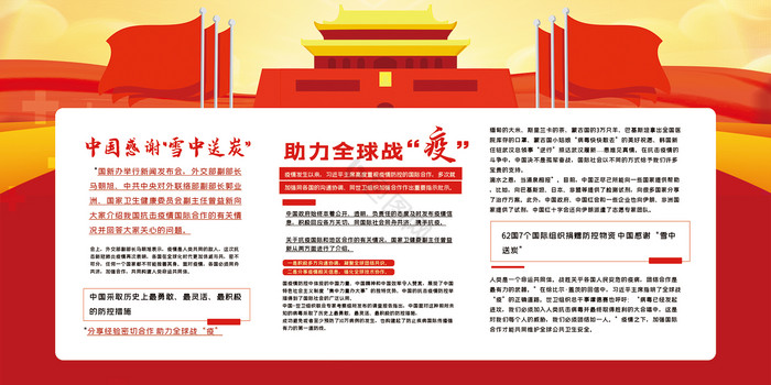 中国感谢雪中送炭抗击疫情展板二件套图片