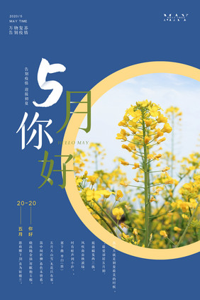 简约清新5月你好节日海报