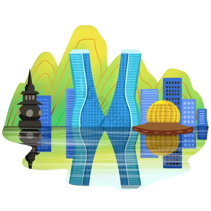 杭州地标剪影图片-杭州地标剪影素材免费下载-包图网