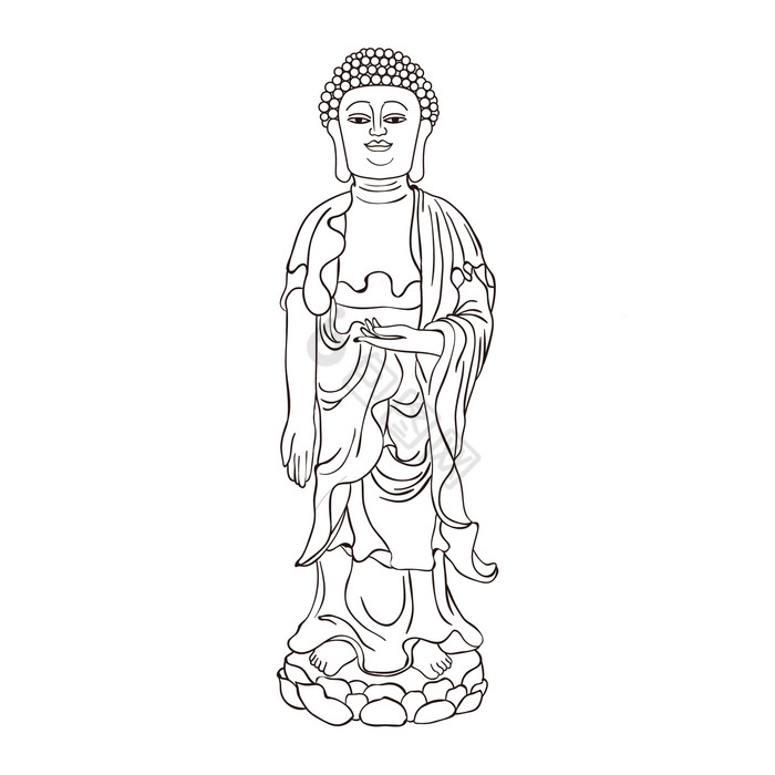 线描佛祖佛教宗教图片