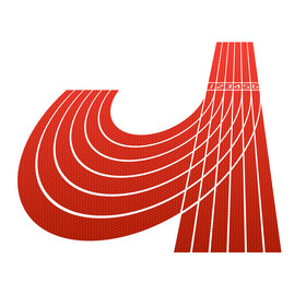 红色橡胶跑道体育场图片