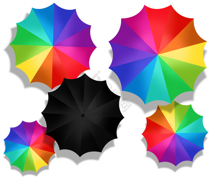 彩虹雨伞雨伞俯视图图片