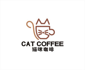 可爱小猫咖啡厅撸猫茶餐厅LOGO标志VI