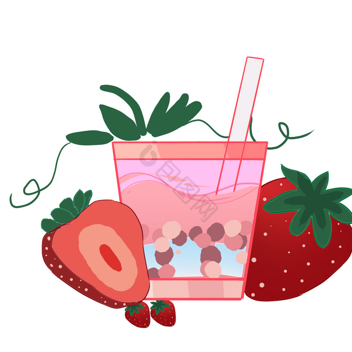 草莓饮品饮料果汁图片