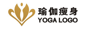 金色大气简约美女瘦身瑜伽LOGO标志VI