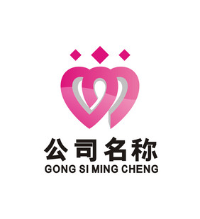 立体爱心美容会馆LOGO标志VI