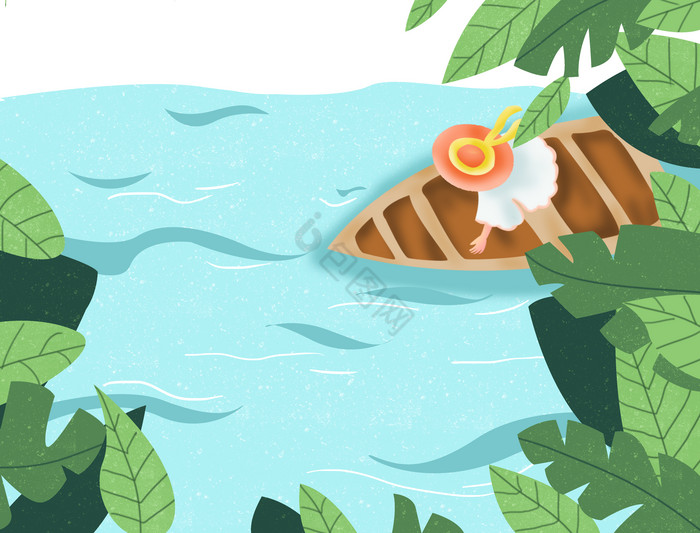 立夏夏季荷塘划船图片