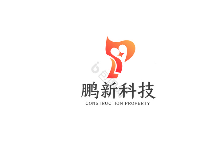 P字母心图形科技logoVI图片