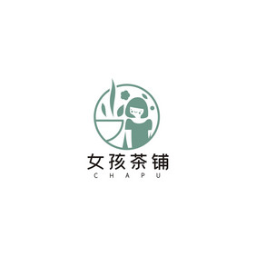 小清新女孩茶铺茶餐厅LOGO标志VI