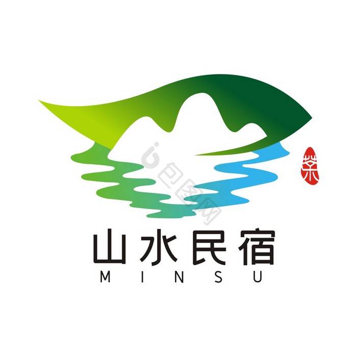 山水水墨民宿LOGO标志VI图片