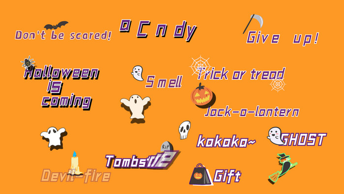 万圣节卡通可爱英文弹幕