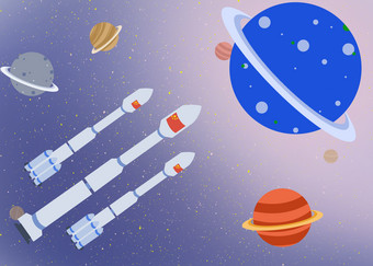 中国航天日卫星插画