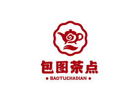 红色古典包图茶点logo