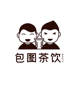 黑色简约奶茶logo