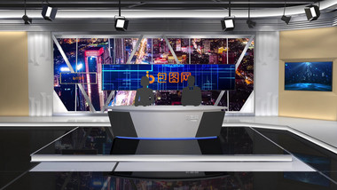 虚拟直播演播室背景AE模板