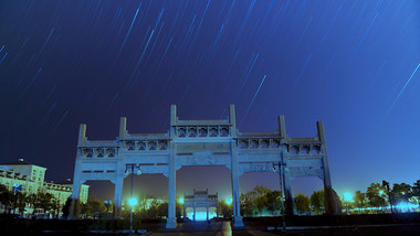 古代牌坊星空延时实拍素材